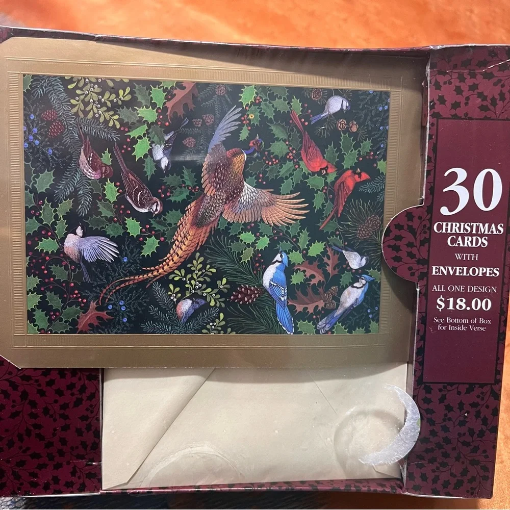 Vintage New Holiday Birds Christmas Cards 30 pack Made in USA Pheasant